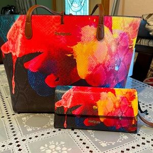 Desigual reversible handbag and wallet.